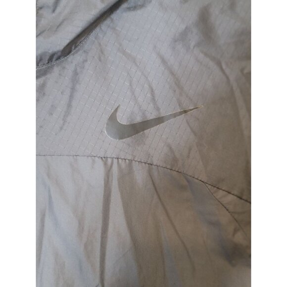 Nike Dri-Fit Windbreaker Jacket Gray Lined Hooded Size Small Full Zip Hoodie - Picture 4 of 5